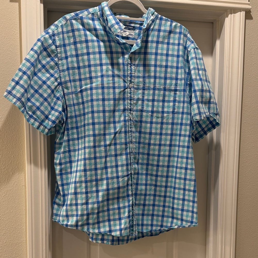 Old Navy Casual Blue and Green Checkered Shirt
